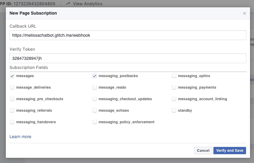 connecting the Webhook to glitch.